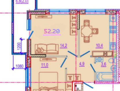 2-к. квартира, 45,4&nbsp;м²