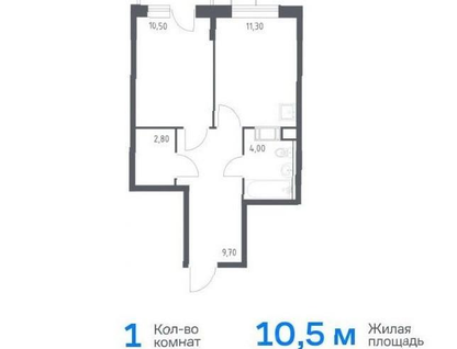 1-к. квартира, 39,1&nbsp;м²