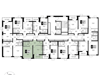 1-к. квартира, 38&nbsp;м²
