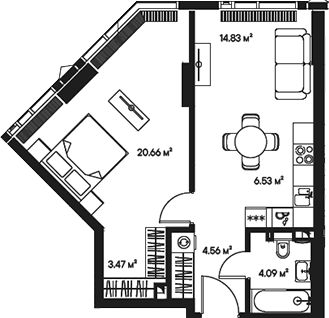 2-к. квартира, 54,4&nbsp;м²