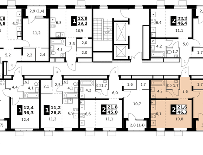 2-к. квартира, 46&nbsp;м²