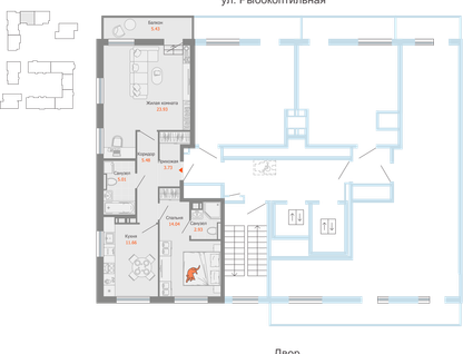2-к. квартира, 68 м²