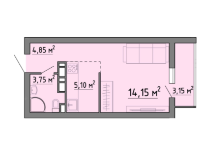 Студия, 31&nbsp;м²