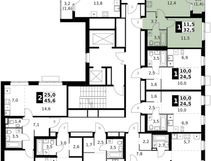 1-к. квартира, 32 м²