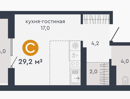 Студия, 29,1&nbsp;м²