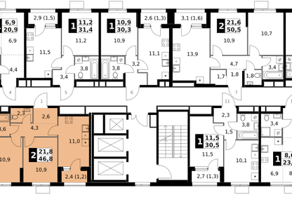 2-к. квартира, 46&nbsp;м²