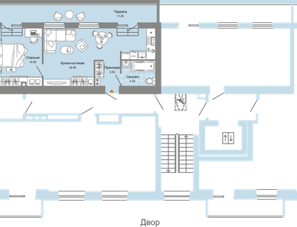 2-к. квартира, 52&nbsp;м²