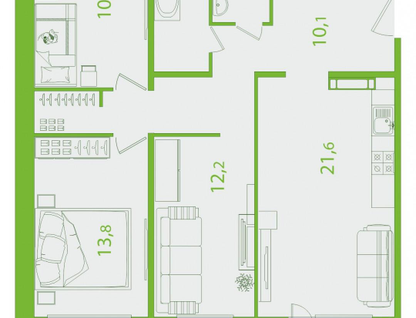 1-к. квартира, 87,3&nbsp;м²