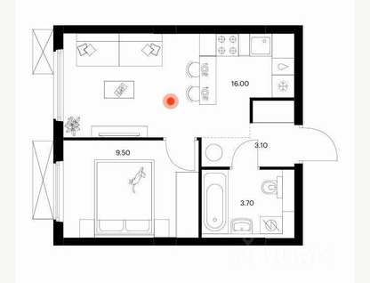 1-к. квартира, 32,3&nbsp;м²