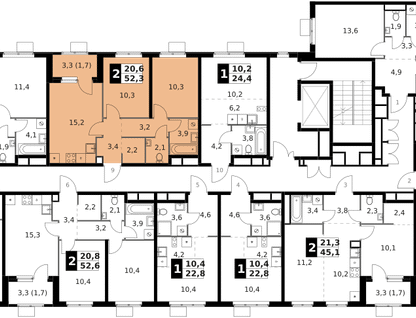 2-к. квартира, 52 м²