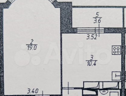 1-к. квартира, 43,2&nbsp;м²