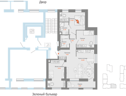4-к. квартира, 87&nbsp;м²