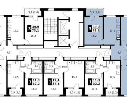 3-к. квартира, 73&nbsp;м²