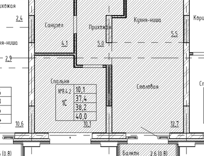 2-к. квартира, 40 м²