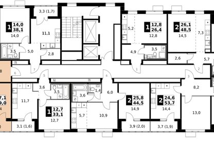 2-к. квартира, 49&nbsp;м²