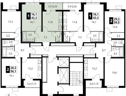 1-к. квартира, 42&nbsp;м²