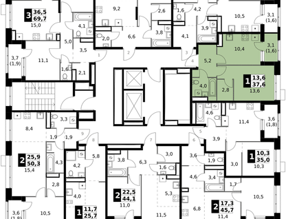 1-к. квартира, 37&nbsp;м²