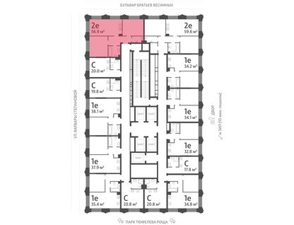 2-к. квартира, 56 м²