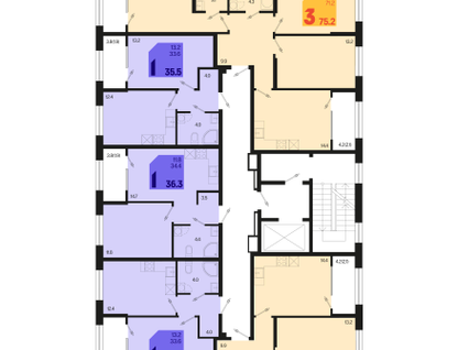 1-к. квартира, 36&nbsp;м²