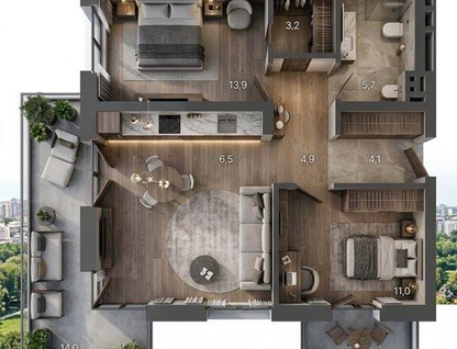 3-к. квартира, 71,1&nbsp;м²