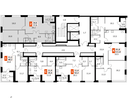 3-к. квартира, 75&nbsp;м²