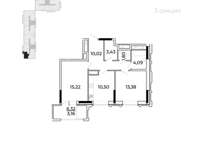 2-к. квартира, 64&nbsp;м²