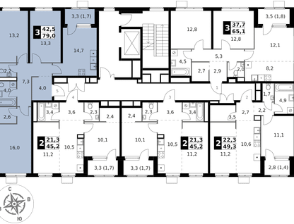 3-к. квартира, 79 м²
