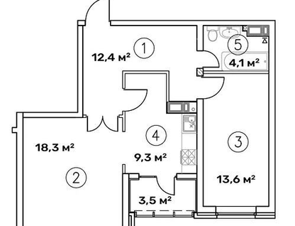 2-к. квартира, 61,2&nbsp;м²