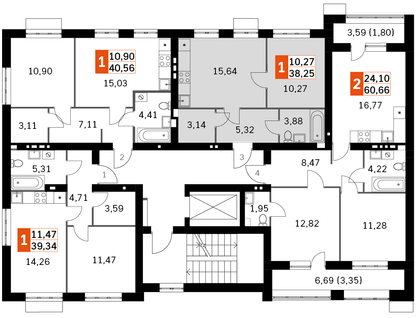 1-к. квартира, 38&nbsp;м²