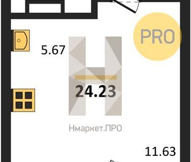 Студия, 25&nbsp;м²