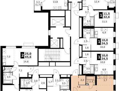 2-к. квартира, 44&nbsp;м²