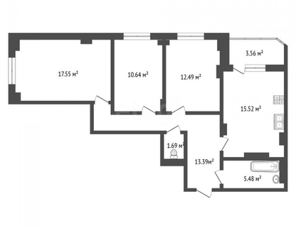 3-к. квартира, 86,6&nbsp;м²