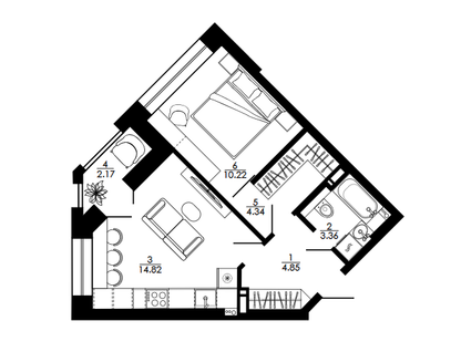 1-к. квартира, 41,2&nbsp;м²