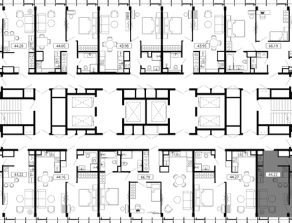 1-к. квартира, 43 м²