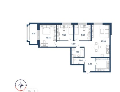 3-к. квартира, 101,6&nbsp;м²