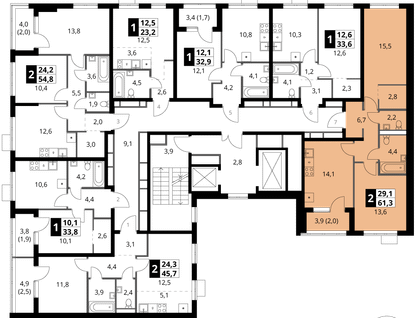 2-к. квартира, 61&nbsp;м²