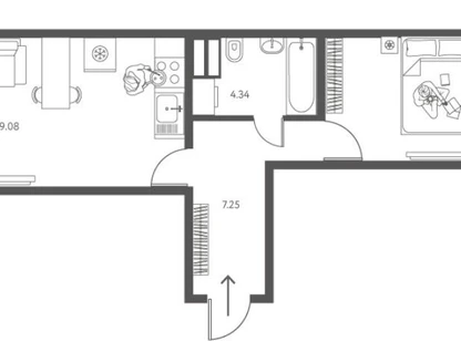 2-к. квартира, 45,3&nbsp;м²