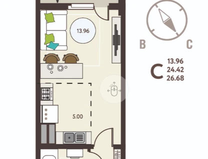 Студия, 27&nbsp;м²