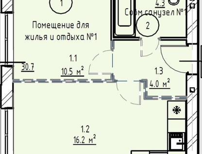 2-к. квартира, 35&nbsp;м²
