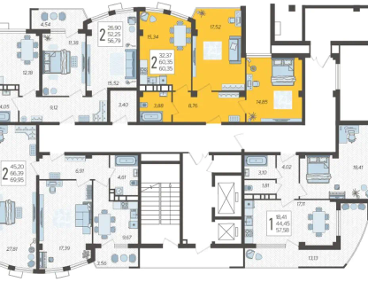 2-к. квартира, 60&nbsp;м²