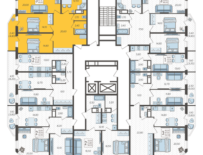3-к. квартира, 89&nbsp;м²