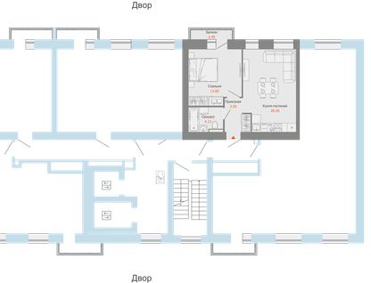 2-к. квартира, 42 м²