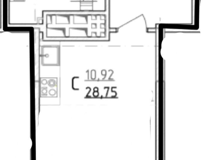 Студия, 28,8&nbsp;м²