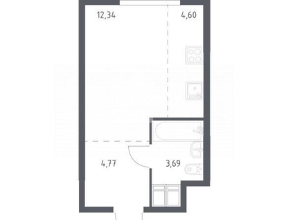 Студия, 25,3&nbsp;м²