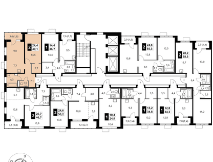 2-к. квартира, 49&nbsp;м²