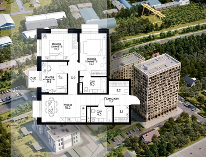 3-к. квартира, 76,9&nbsp;м²