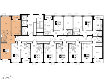 2-к. квартира, 63&nbsp;м²