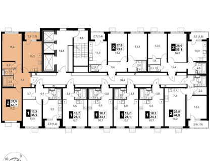 2-к. квартира, 63&nbsp;м²