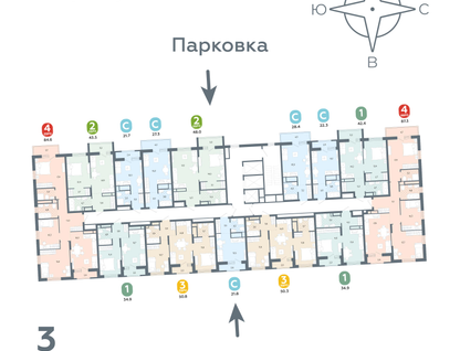 1-к. квартира, 34&nbsp;м²