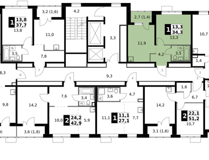 1-к. квартира, 34&nbsp;м²